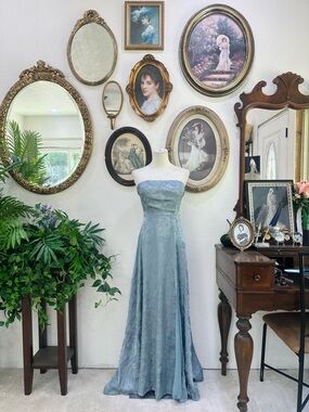 Lulus Sage Blue Strapless Formal Dress